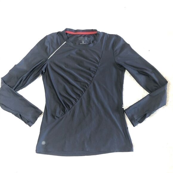 ATHLETA GRAY SPANDEX LONGSLEEVED‎ RUCHED SIDE SZ S - Picture 1 of 9